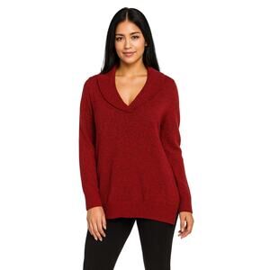 KAREN SCOTT Warm Winter Sweater 2X Cotton Red Cozy Christmas Ribbed